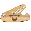 Beard Comb for Men Pocket Folding Combs for Mustache & Hair Travel Natural Wooden Comb with Real Man Engraving - Perfect for Use w/Beard Balm Oil (The Bearded Man)