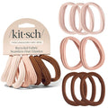 Kitsch Seamless Hair Ties No Damage - Stretchable Hair Bands for Strong All-Day Hold, Ponytail Holders | Hair Accessories for Girls | Ideal Gifts for Women - Rosewood 8 Pcs