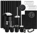 Black Bathroom Accessories Set, 22Pcs Bathroom Sets with Shower Curtain and Rugs, Bathroom Accessories Sets Complete with Trash Can, Non-Slip Bathroom Rugs Super Absorbent