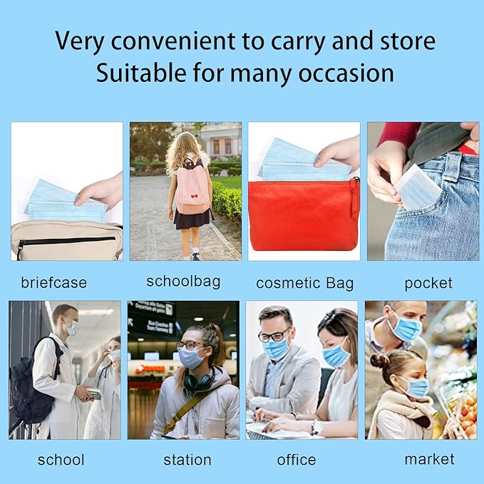 Disposable Face Mask 50 Pack Individually Packaged Wrapped Protection For Adults 3-layer Filter Safety Face Masks