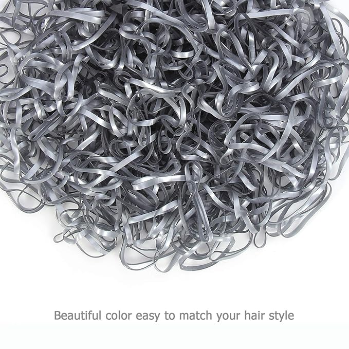 Hoyols Rubber Hair Ties Elastic Bands Ponytail Polyband Ties for Kids Women Girl 1000 Piece Pack (Silver Metal) TPR