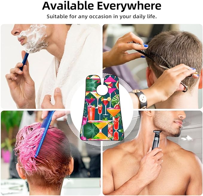 Tropical Cocktail Print Beard Bib Apron For Men, Beard Hair Catcher For Men Shaving Trimming,Beard Cape Cloth