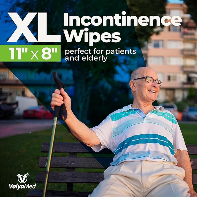 Body Wipes for Adults, XL for full Body, Adult and Elderly, Alcohol-Free Incontinence, Paraben Free, Fragrance-Free, Vitamin E, Provitamin B5-11'' x 8'' (96 Count - Single Pack)