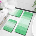 OLANLY Bathroom Rugs Sets 3 Piece, Soft Absorbent Microfiber Bath Mats and U-Shaped Contour Toilet Rug, Plush Shaggy Bath Mat Set for Bathroom (47"x20"+24"x16"+24"x20", Green)