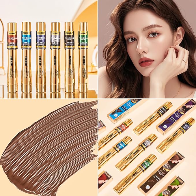 Hair Coloring Wand, 6 Colors Temporary Hair Mascara with Brush - No Bleach Formula, Smudge-Resistant & Quick-Drying for Highlights, Ombre, Daily Styling