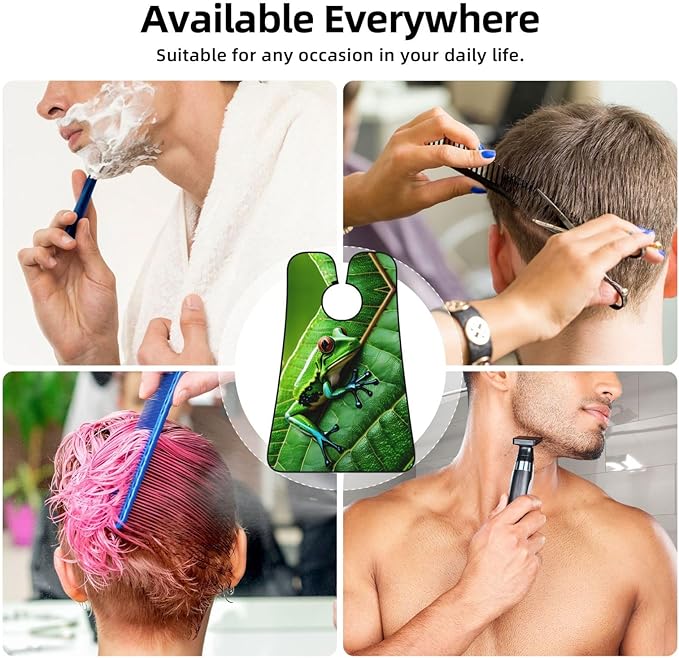Frog Leaves Print Beard Bib Apron For Men, Beard Hair Catcher For Men Shaving Trimming,Beard Cape Cloth