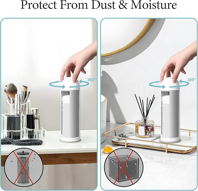 Cosmetic Cotton Pad Rounds Holder with Rotating Lid, Cotton Pads Dispenser Modern White Plastic Organizer Storage