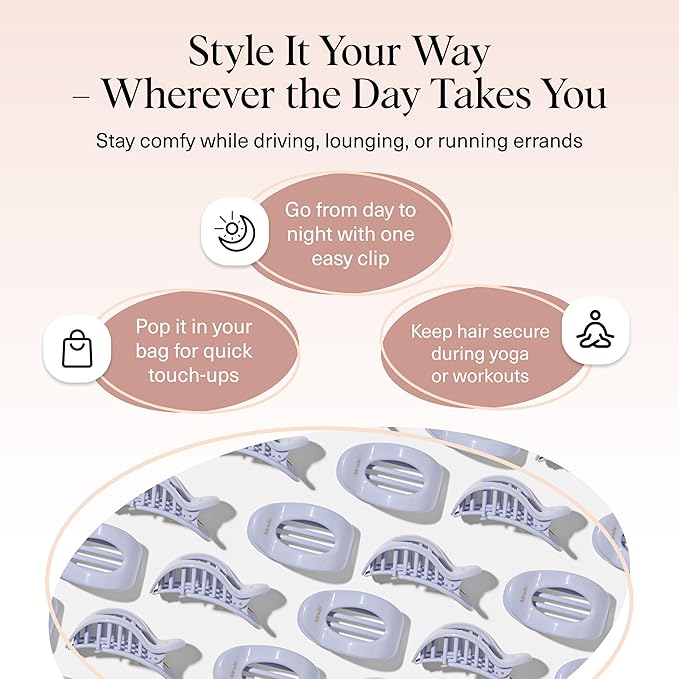 Kitsch Medium Flat Claw Clips for Women - Stylish Flat Hair Clips, Strong Hold for Thick & Fine Hair | Non-Slip for Secure, Comfortable All-Day Wear | Ideal Gifts for Women - Hydrangea Breeze