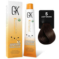GK HAIR Color Cream 5.0 Natural Light Brown – 100% Grey Coverage | Semi, Demi or Permanent Results | 8–10 Vol Semi | 20-30-40 Vol Permanent – Salon Quality Hair Dye – For Women & Men 3.4 Oz
