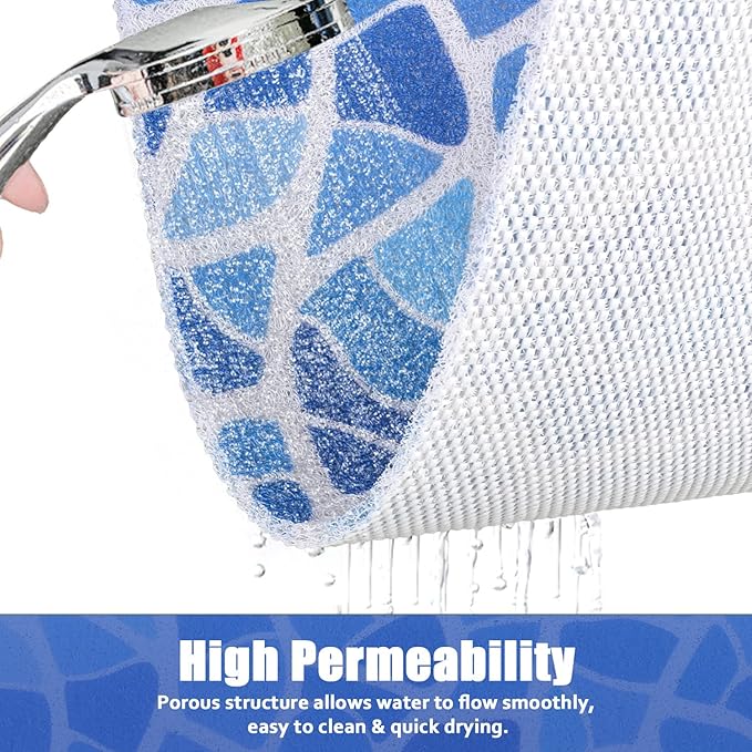 Shower Mat Bathtub Mat Non-Slip - 36x36 Inch, Soft Comfort Bath Mat with Drainage Holes, PVC Loofah Massage Bathmat for Shower, Tub, Bathroom, Wet Areas, Quick Drying