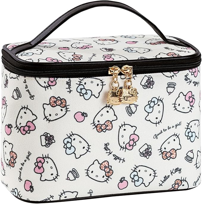 AmBealla Cosmetic Bag Large Makeup Bag Makeup Travel Case with Brush Holder,Canvas Organizer for Women,Toiletry Bag for Skincare&Beauty Tools Sweet Cute for Girls