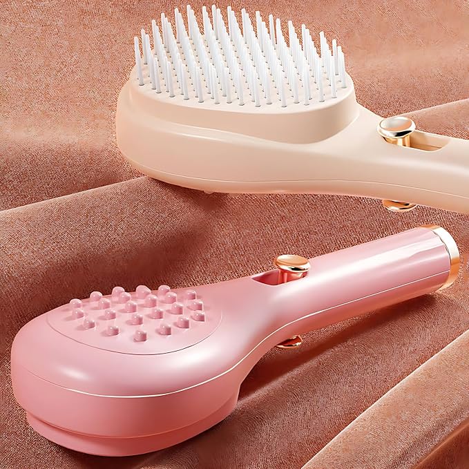 2 PCS Telescopic Self Cleaning Hair Brush For women, One Click Hair Comb Massage Eliminates Knots Detangling Hairbrush