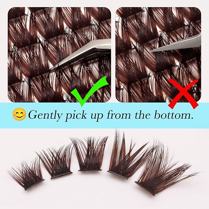 Brown Lash Clusters 144PCS Natural Fluffy Thick Eyelash Clusters, C Curl Volume Cluster Lashes, False Eyelashes, Beginner Friendly, DIY Eyelash Extensions for Natural Look (8-16mm, Brown)