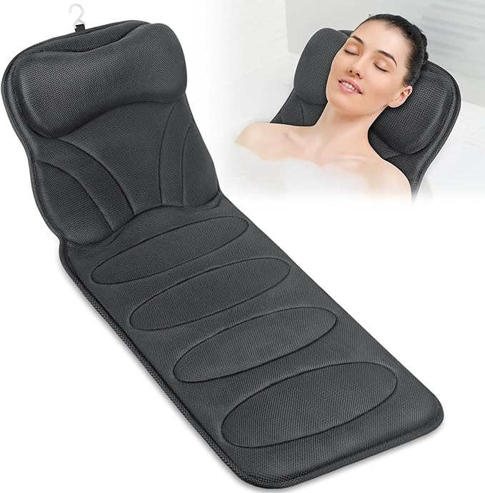 Full Body Bath Pillow for Bathtub, Thick Bathtub Cushion with Laundry Bag,Bath Tub Pillows for Headrest Neck and Back Support Gray 51" x 17"
