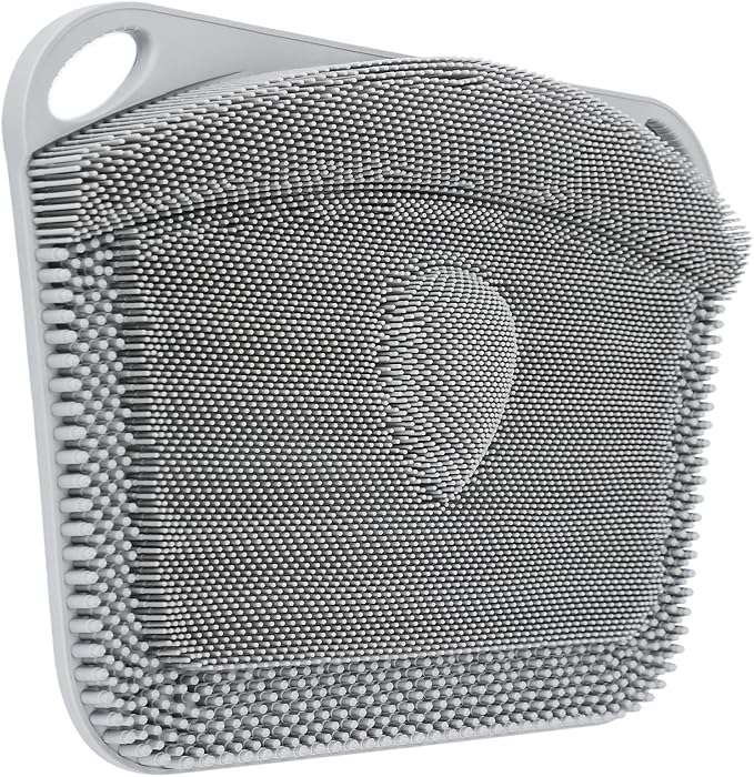 FREATECH Large Shower Foot Scrubber Mat, Silicone Foot Cleaner Brush to Clean, Exfoliate and Massage Feet Without Bending Over, Improve Foot Appearance and Overall Health, Grey - 17.3" x 13"