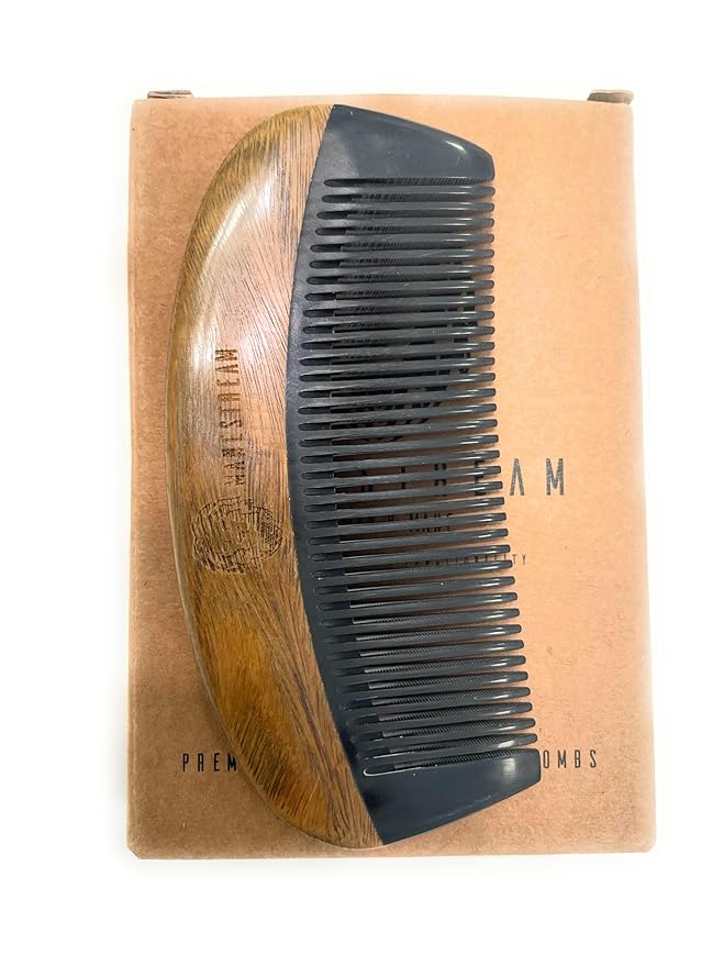 Premium Natural Ox horn and Sandalwood Beard Mustache Comb | Perfect Grooming Companion & Gift for Men – by Man & Mane