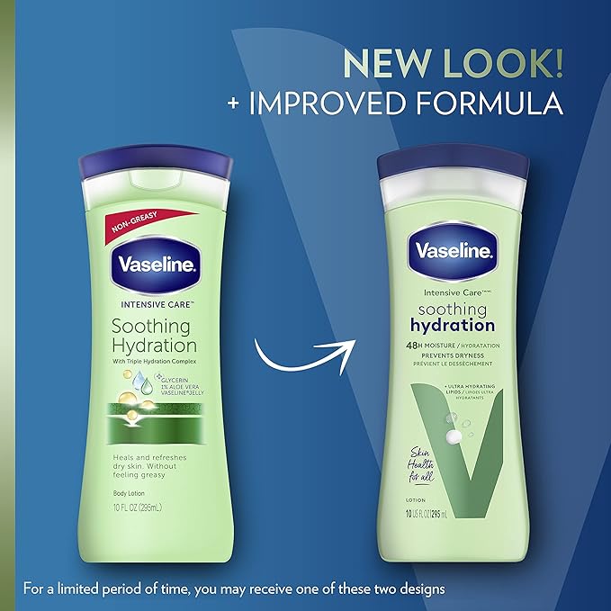 Vaseline Soothing Hydration 6-Pack – Intensive Care Moisturizing Hand and Body Lotion with Aloe, Ultra-Hydrating Lipids, 48 Hours of Moisture, 10 Oz Ea