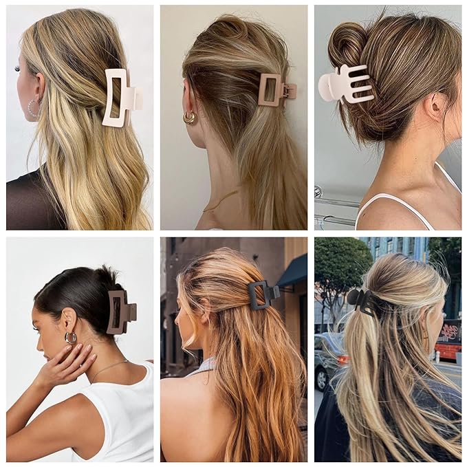 12 Pcs Hair Clips for Women 3 Styles Small Medium Large Claw Clips for Thin Thick Curly Hair, Strong Hold & Non-Slip Clips, Stylish Matte Plastic Hair Accessories Ideal Gifts for Women (Brown)