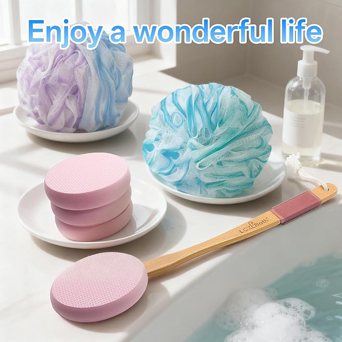 Lotion Applicator for Back Self Elderly with 4 Replaceable Pads & Long Curved Handle, Sunscreen Applicator for Kids, Seniors, Women to Apply Skin Creams, Ointment, Moisturizers and Self-Tanning Lotion