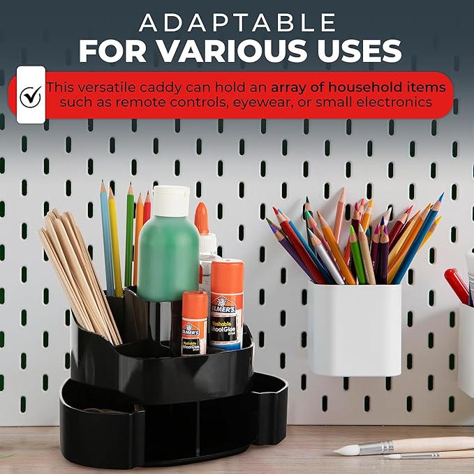 Masirs Small 360 Rotating Makeup Organizer - Mini Yet Spacious Cosmetic Storage Solution with Multiple Compartments - The Perfect Spinning Make-Up Caddy for Vanity or Bathroom Counter (Square - Black)