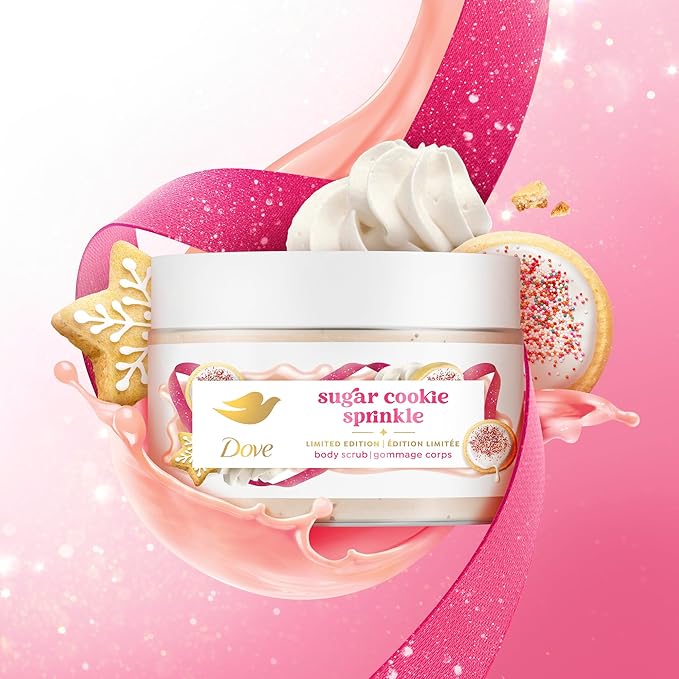 Dove Limited Edition Holiday Treats Exfoliating Mini Body Scrub 4 Pack for Deep Nourishment 3.5oz each