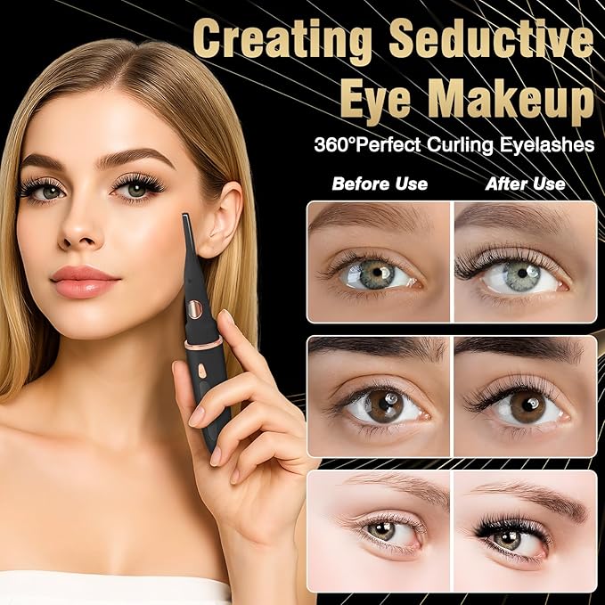 USB-Rechargeable Heated Eyelash Curler with LED Display - 3 Temp Settings, Mini Design, Safe Curling for Long-Lasting Natural Lashes