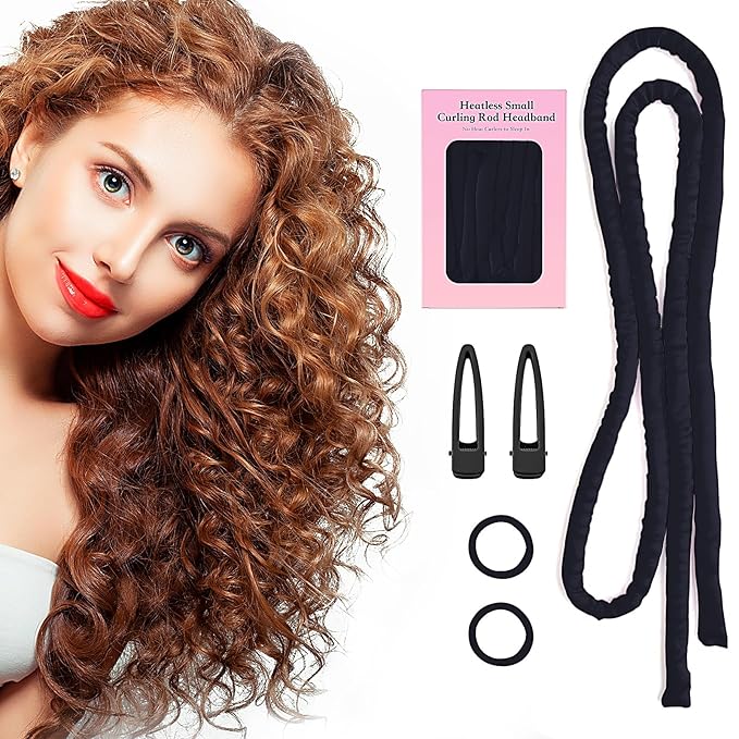Small Heatless Curling Headband, Upgraded 60" Extra Long Soft Hair Rollers for No-Heat Overnight Curls