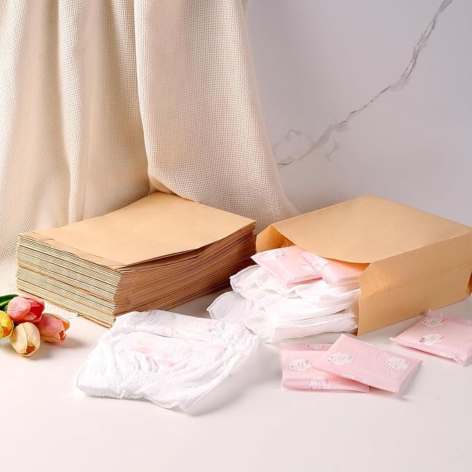 500 Pcs Sanitary Napkin Disposal Bags, Feminine Hygiene Disposal Bags Personal Hygiene Products Period Bag for Women Waxed Kraft Paper Tampon Bag for Restroom Bathroom(7.5'' x 10'' x 3.5'')