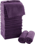 MOONQUEEN Ultra Soft Premium Washcloths Set - 12 x 12 inches - 24 Pack - Quick Drying - Highly Absorbent Coral Velvet Bathroom Wash Clothes - Use as Bath, Spa, Facial, Fingertip Towel (Plum)