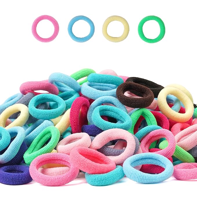 CÉLLOT Mini Hair Ties for Girls Toddlers, 300PCS Tiny No Damage Ponytail Holders and Seamless Hair Elastics Bands - Diameter 0.8 Inch