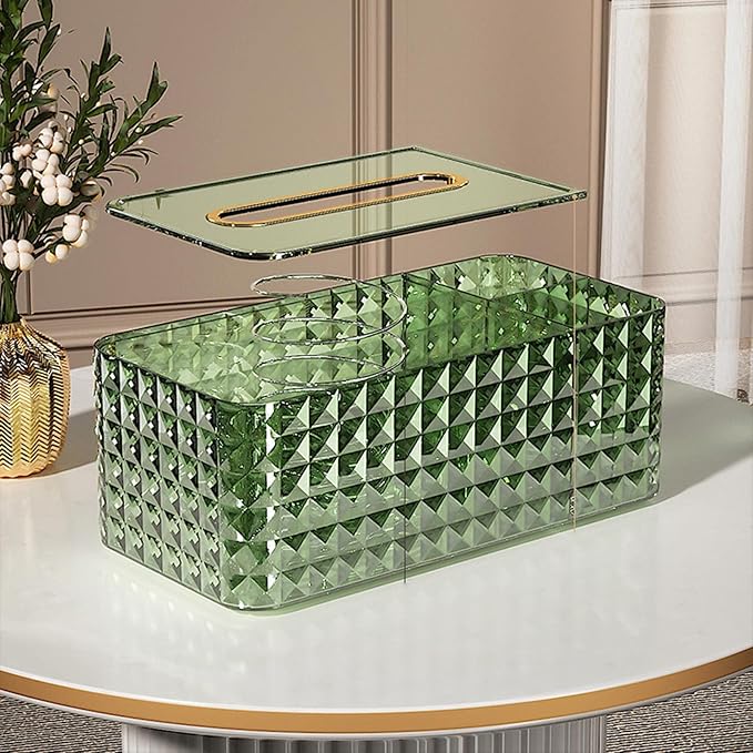 Tissue Box Cover Rectangle,Tissue Holder Napkin Dispenser for Bathroom Bedroom Living Room Office (Green)