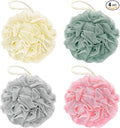 Bath Loofah Sponge, 60G Shower Loofah Exfoliating Body Scrubber Sponge, 4 Count Bath Mesh Pouf Ball for Women and Men (Light Color)
