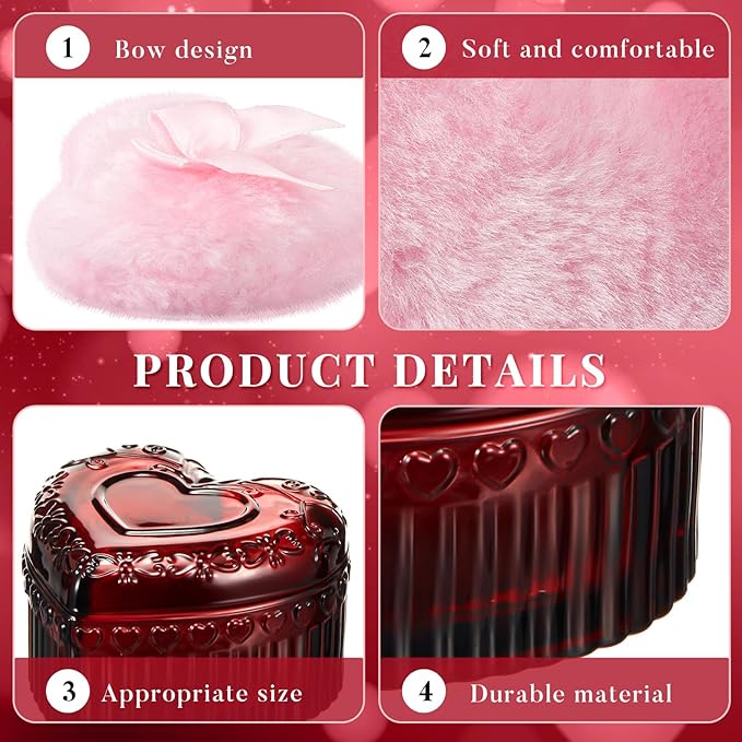 Tioncy 4 Pcs Large Body Powder Puff and Container Extra Large Body Powder Puff Dish Soft Washable Reusable Fluffy Makeup Sponge Wet Dry (Heart,Pink and Red)