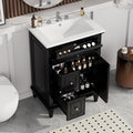 Harper & Bright Designs 24" Bathroom Vanity with Sink, Free Standing Single Basin Vanity Set with Tip-Out Drawer, 2 Drawers, and One Door, Wood Bathroom Cabinet with Ceramic Basin for Bathroom, Black
