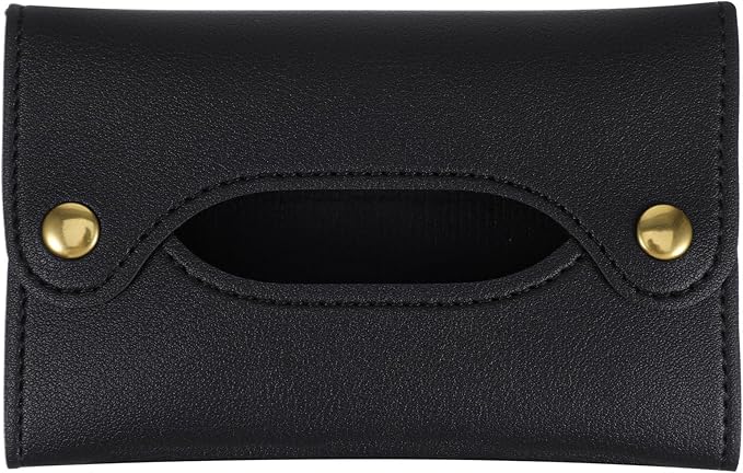 Pocket Tissue Holder, Tissue Holder for Purse, Pocket Paper Towel, Soft PU Leather Reusable Travel Pouch Paper Box Bag for Face Towels, Black
