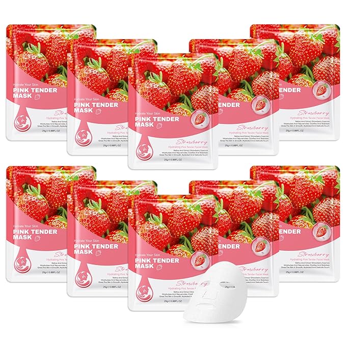 10 Pack Variety Facial Sheet Masks Skin Care Set, Hydrating Bulk Sheet Face Masks Skincare Gifts Set for Women Men, Long Lasting Moisturizing Face Mask Skincare for All Skin Type（C4