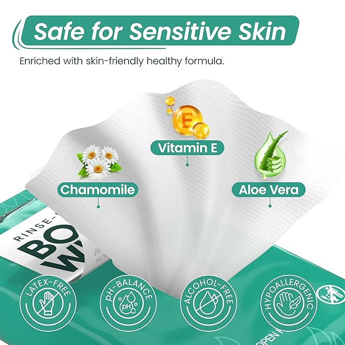 No-Rinse Body Wipes for Adults – XL Ultra Thick Bathing Wipes, Unscented with Aloe & Vitamin E, Hypoallergenic Full Body Washcloths for Women, Men & Elderly, Travel & Camping (50 Count)