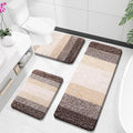 OLANLY Bathroom Rugs Sets 3 Piece, Soft Absorbent Microfiber Bath Mats and U-Shaped Contour Toilet Rug, Plush Shaggy Bath Mat Set for Bathroom (47"x20"+24"x16"+24"x20", Brown)