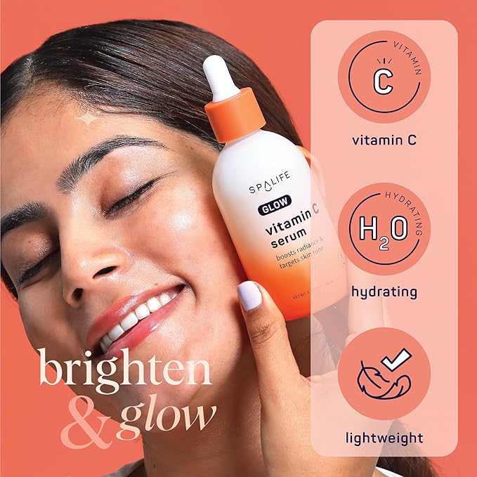 SpaLife Glow Vitamin C Serum for Face | Korean Brightening Face Serum for Dark Spots & Uneven Tone | Illuminating Skin Treatment | Lightweight Radiance Boosting Formula | 3.7 Fl. Oz