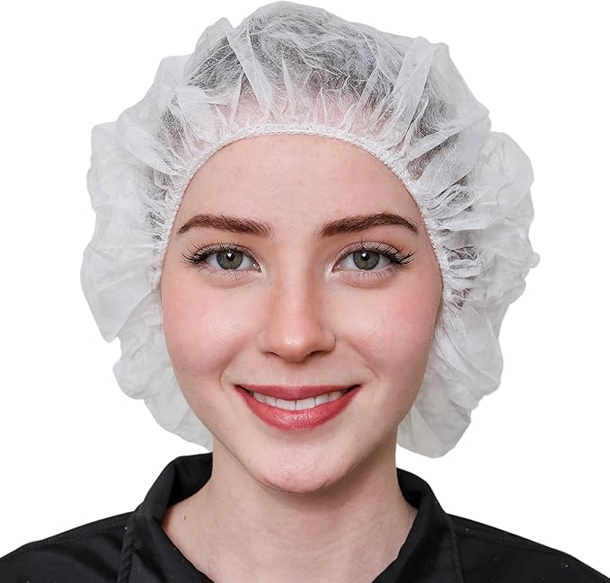 Unisex Polypropylene Bouffant Caps [100 | 1000 | BLACK | WHITE | BLUE | RED |ORANGE | GREEN | 21" | 24" | 28"]
