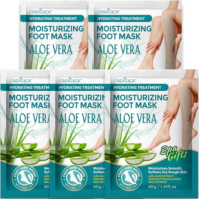 5 Pack Moisturizing Foot Mask,Hydrating Foot Masks for Dry Cracked Feet,Moisturizing Socks Dry Skin Moisturizer for Soft and Smooth Touch Feet,Foot Care Spa Gifts for Women Men Easter Basket Stuffers
