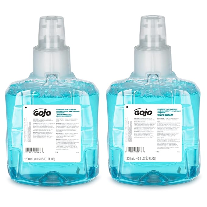 GOJO Pomeberry Foam Handwash, Pomegranate Scent, 1200 mL Hand Soap Refill LTX-12 Dispenser (Pack of 2) - 1916-02
