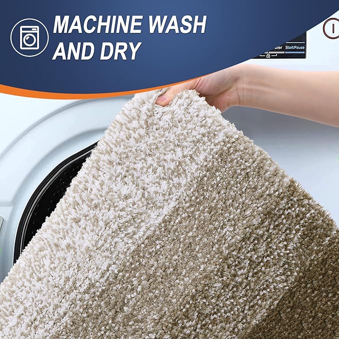 OLANLY Bathroom Rugs Sets 3 Piece, Soft Absorbent Microfiber Bath Mats and U-Shaped Contour Toilet Rug, Plush Shaggy Bath Mat Set for Bathroom (30"x20"+24"x16"+24"x20", Coffe)