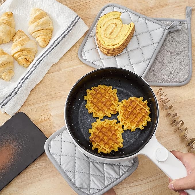 Kitchen Pot Holders Set Heat Resistant Pure Cotton Potholders Kit Trivets Large Coasters Hot Pads Terry Pot Holders for Everyday Cooking and Baking by 7 x 7 Inch Set of 4 Grey