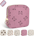 Period Bag for Teen Girls, Corduroy Cute Cats Sanitary Napkin Storage Bag, Menstrual Pad Pouches Tampon Holder for Purse (Pink)