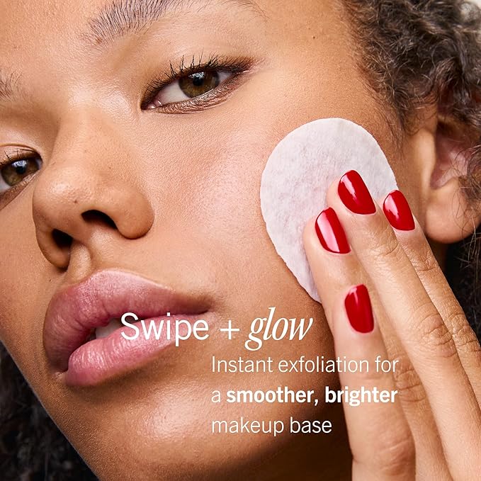First Aid Beauty - Facial Radiance Pads with Glycolic & Lactic Acids, Daily Exfoliating Pads with AHA, Visibly Smaller Pores, Help Tone & Brighten Skin, One-Step Makeup Prep, Compostable, 60ct