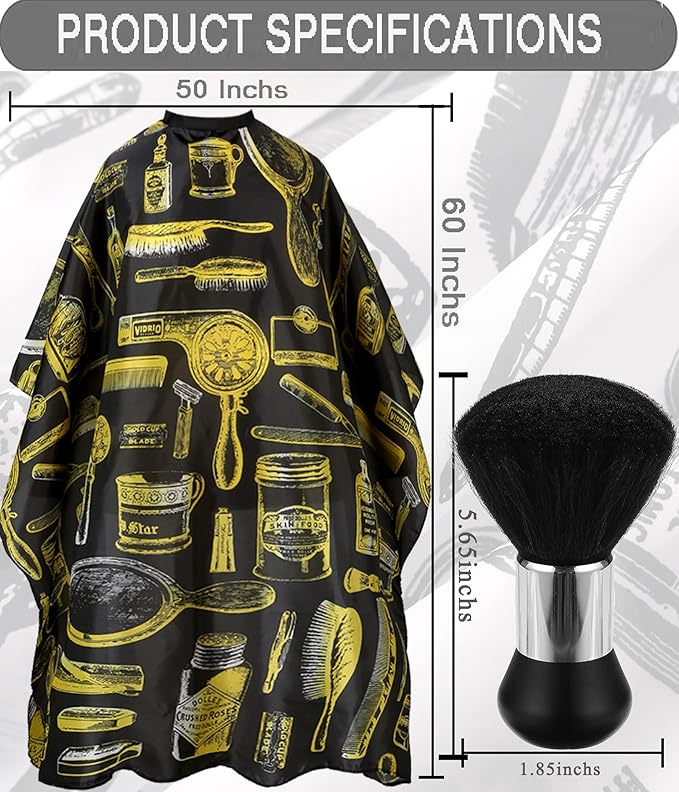 Professional Hair Cutting Cape with Neck Duster Brush, Salon Barber Cape, Hairdressing Accessories Yellow Stripe