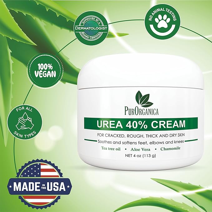 Urea 40% Foot Cream – Made in USA, Dermatologist Tested, Intensive Repair for Dry, Cracked Heels, Calluses & Rough Feet, Professional Strength Exfoliating & Moisturizing Cream - Pack of 3