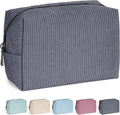 MAANGE Small Makeup Bag For Purse, Travel Cosmetic Bag Makeup Pouch Corduroy Portable Versatile Zipper Pouch For Women(GRAY)