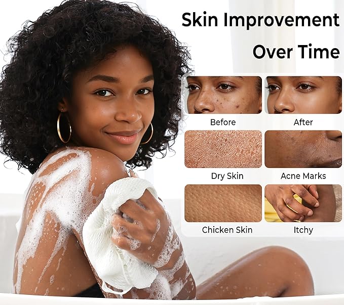 African Net Sponge Authentic - Exfoliating Back Scrub Bath Sponge with Knots - Afro Scrub Body Scrubber Exfoliator Washcloth - African Body Care Daily Use Shower Essentials